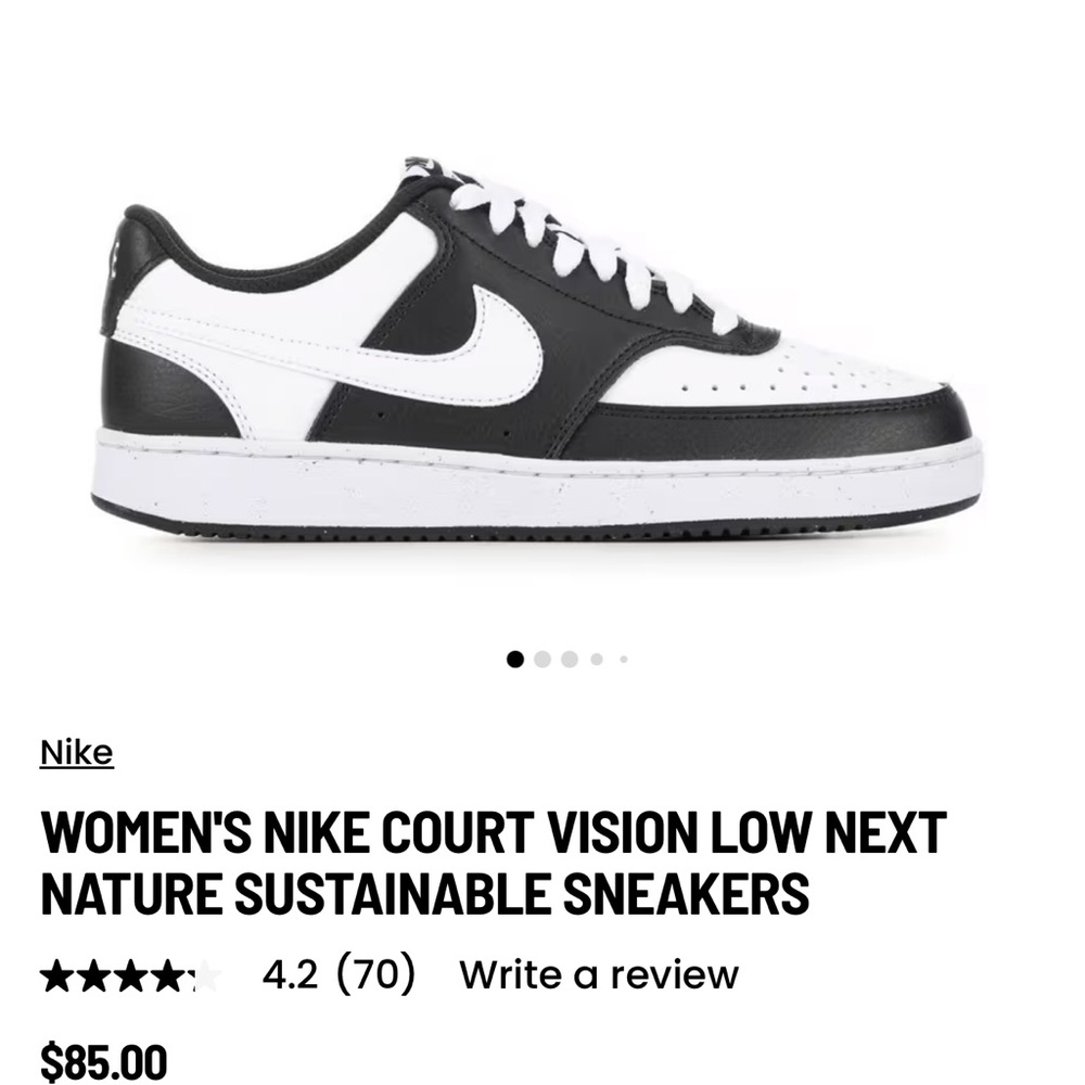 Nike Women's Court Vision Low Black White Sneakers